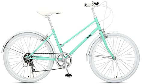 24 Zoll Retro Fahrrad, 7 Speed ​​Commuter Bike Lady Schritt Durch Urban Bike, für Dating-Geschenke (Color : Green)