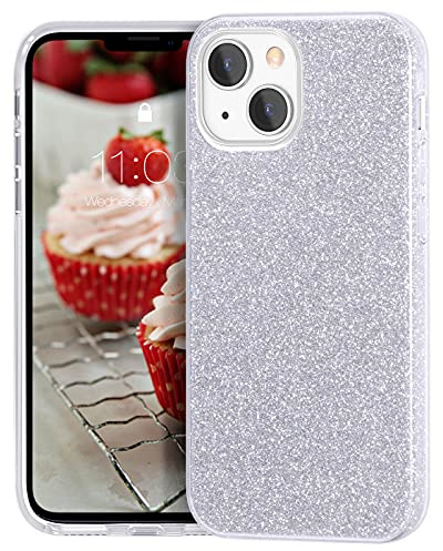 MATEPROX Glitzern Handyhülle Kompatibel mit iPhone 13 Hülle Schutzhülle Sprühen Glänzend Bling Dünnes Hülle für iPhone 13 6,1'' 2021-Silber