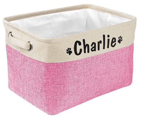 Pet Storage Box Personalised,Personalised Storage Box with Name,Dog Food Container,Dog Food Toy,Pet Toy Storage Box,Personalised Gifts for Dogs (Pink)