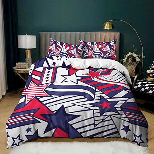 ZZXHG Bettwäsche 135x200 Rote Und Blaue Ammer, Mikrofaser Bettbezug für Kinder Einzelbett - Bettbezüge mit Reißverschluss + 2 Kissenbezug 80x80 cm