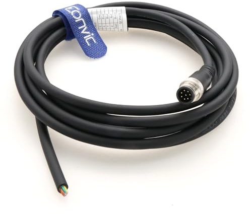 Eonvic M12 8-pin Industrial Sensor Connector Kabel Aviation Anschlusskabel (3M, Straight M12 8pin Male Cable)