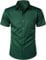 PARKLEES Mens Casual Urban Stylish Slim Fit Short Sleeve Button Up Dress Shirt with Pocket Dark Green M