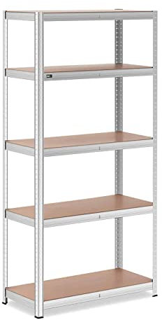 MSW Schwerlastregal 100 x 50 x 200 cm für 5 x 150 kg Grau Metallregal Kellerregal