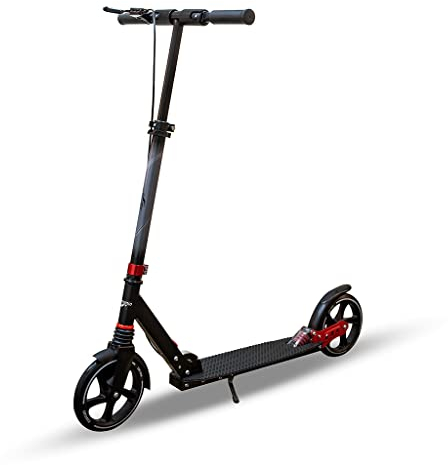 Carromco Scooter Lugano 200, klappbarer Kinder Roller, Cityroller, Tretroller höhenverstellbar, mit Hand- und Reibungsbremse, schwarz, 99 x 48 x 102,8 cm