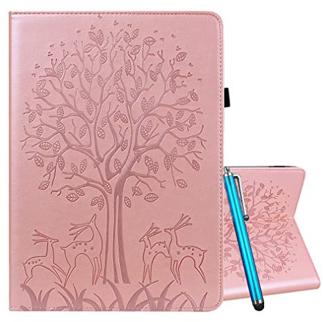 YEALLY Funda para Huawei MediaPad T3 10 Tapa de Tableta Carcasa Cuero con Ranura para Bolígrafo Carteras Función Soporte & Correa de Mano Funda de Silicona, OroRosa