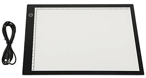 LED Light Pad A4 Trépied lumineux LED à intensité variable A4 Light Board Drawing Light Pad Bloc de croquis avec câble USB pour peinture diamant, peinture, animation, (355 x 235 mm)