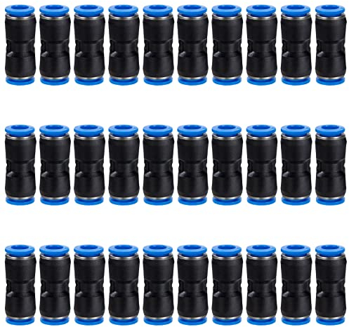GUNGY Pneumatik Steckverbinder 8mm Pneumatikverbinder Fittings Push In Schnellkupplung Luft Kit 30 Stück