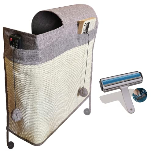 TREKAM Rascador para Gatos y Rodillo quitapelos Sofa - Protector Esquina Sofa Gatos arañazo con Pelotas de Juguete y Bolsillos - afilador de uñas de sisal Natural para Tus Gatitos (Izquierda)
