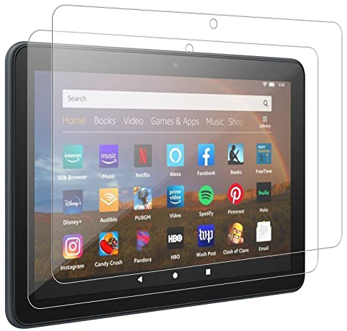 Schutzfolie für Fire HD 8/HD 8 Plus/HD 8 Kids/HD 8 Kids PRO 2022, KUSINHOKA 2Stück 9H Anti-Kratzen Gehärtetem Schutzglas Hülle Freundllich Anti-Öl Anti-Bläschen Hohe Empfindlichkeit Displayschutzfolie
