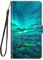 Dfjhure Handyhülle für Oppo A16 / A16S / A54S Hülle Wallet Leder Kartenfach Magnet Stoßfeste Handytasche Klapphülle Case Kompatibel mit Oppo A16 / A16S / A54S - Aurora