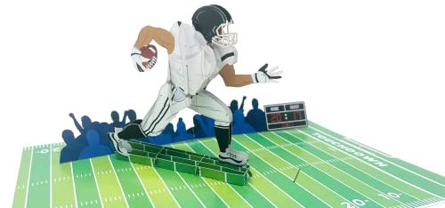 WOWPAPERART - American Football Player 3D Pop-Up-Grußkarte für alle Anlässe - Liebe, Geburtstag, Weihnachten, Sport, Congrats, glückliches Geschenk - dicker Umschlag, flach zusammenklappbar (weiß)