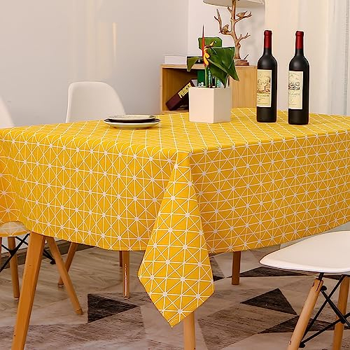 Novetec Tischdecke Leinenoptik Quaste Tischtuch Abwischbar Fleckschutz Pflegeleicht Leinendecke Tischwäsche für Draussen Garten Esszimmer Party und Festen