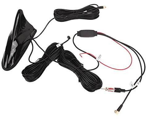 Antenne Aileron de Requin de Voiture 12V, KIMISS GPS DAB FM Antenne de Toit Aileron de Requin WIFI Haute Sensibilité 5m Longueur de Câble Antenne Radio Universelle