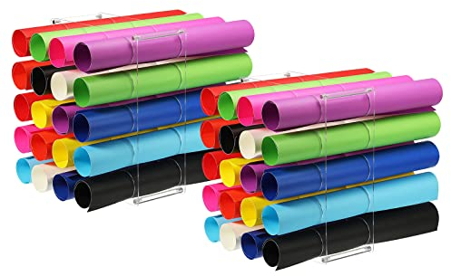 Sourcing Map Vinyl Storage Rack, Acrylic Holder for Up to 20-Holes, Craft Room Gift Wrap Roll Organizer, Clear
