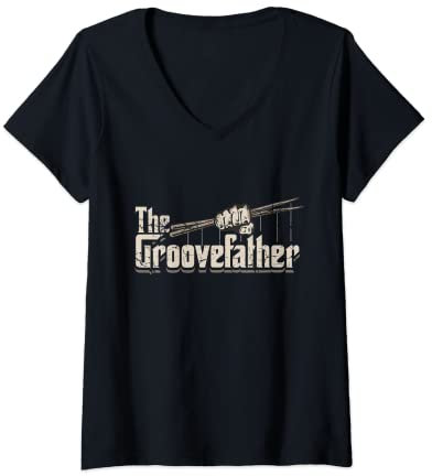 The Groovefather Vintage Drums Drumming Gifts Band Schlagzeuger T-Shirt mit V-Ausschnitt