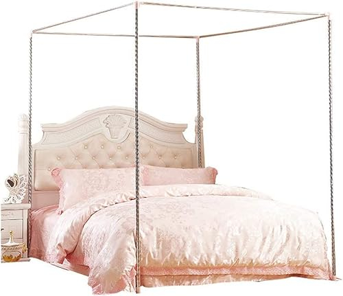 Himmelbettrahmenpfosten, Edelstahl-Moskitonetz-Überdachungsrahmen, passend für Twin/Full/Queen/California King/King Size-Metallbett, 25 mm, Queen