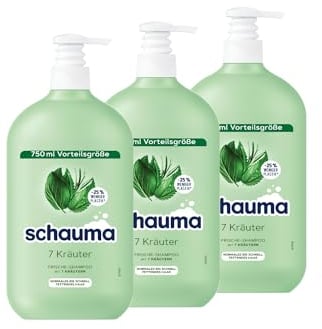 Schauma Schwarzkopf Shampoo 7 Kräuter (3x 750 ml), Haarshampoo verleiht der Haarstruktur eine leichte Frische, Frische-Shampoo für normales bis schnell fettendes Haar