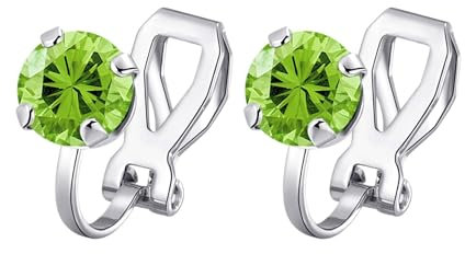 Philip Jones Pendientes de clip de cristal verde claro creados con cristales de Zircondia®, Cristal, Cristal Zircondia®