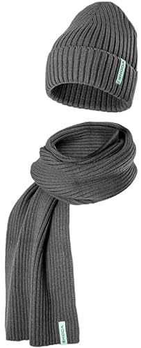 Skoda 000084303N8XP Winter-Set Mütze Schal Strickmütze Strickschal, grau