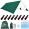IEEILULU Tarp Wasserdicht 3x3/3x4/3x5m, Ultraleicht Camping Zeltplane mit Ösen+6 Erdnägel+ 6 Seilen+ Licht, Regenschutz Sonnenschutz für Camping Outdoor Picknick Wandern Hängematte(Grün)