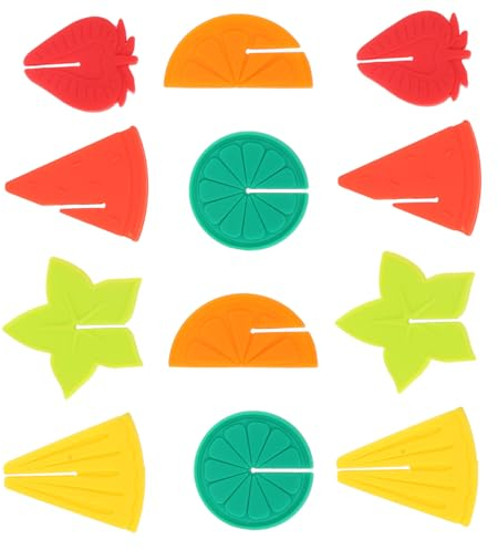 GRIRIW 12pcs Fruit Wine Glass Stickers Ornaments Glass Reusable Glass Identifiers Watermelon Drink Silicone Glass Markers Wine Glass Identifier Mug Tags Decorate Cup Silica Gel