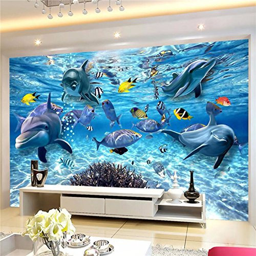 Fototapete Wandbilder 3D Effekt Unterwasserwelt Tapete 3D Vliestapete Tapeten Wandbild Tapeten Wohnzimmer Tv Wanddeko 350cm×250cm(Breite x Höhe)