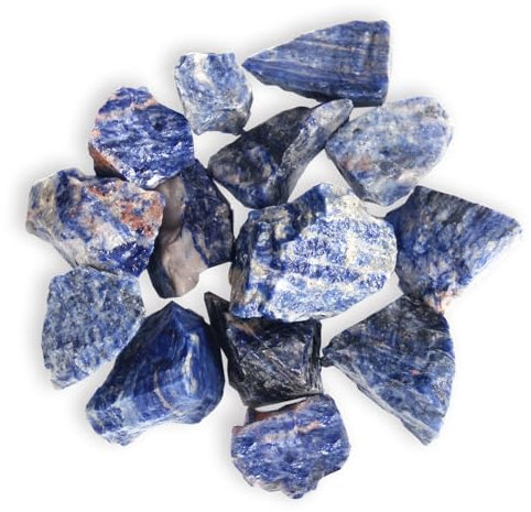 Sodalita en Bruto, 500g Sodalita Piedra Natural, Minerales en Bruto, Piedras Energeticas de Cuarzos Rosas, Gemas de cristal en bruto para curación y decoración