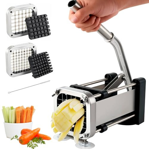 Anatole Coupe-Frites Professionnel avec 13mm Lames en Acier Inoxydable Coupe Pommes de Terre Frites Manuel avec Ventouses pour Oignon Carotte Concombre