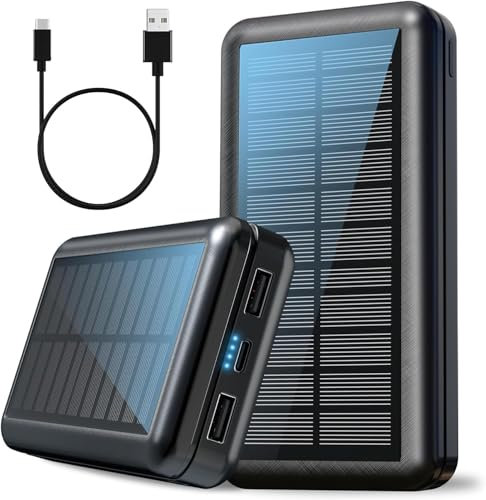 Power Bank 46800mAh Battery Pack Phone Charger, Portable Charger USB C Fast Charging for iPhone, Samsung, iPad, Tablet, 4 Charging Ports, LED Display, Solar Powered Power Bank for Camping Outdoors