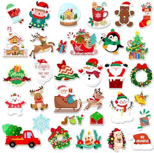 Adesivi per finestre per bambini, in gel spesso, per bambini e adulti, in classe, per casa, asilo, aereo, feste di compleanno (Buon Natale)