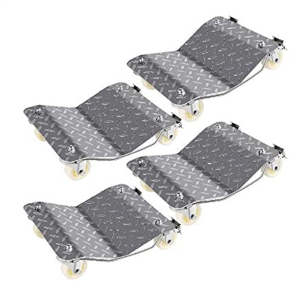 Set of 4 Car Tire Wheel Trolley Dollies - Heavy-Duty Vehicle Moving Skates with Casters - Auto Repair Mover