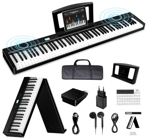 Pianoforte digitale TERENCE, 88 tasti pesati, batteria 1800 mAh, altoparlanti 2 * 5W, pieghevole e portatile, supporta interfacce Bluetooth e MIDI