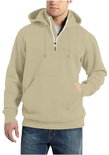 Fleece Hoodie Herren, Kapuzenpullover Herren Mit Reißverschluss Oversize Herren Drop Shoulder Stand Kragen Half Zip Sweatshirt Fleece Solid Farbe Pullover Hoodie Vlies Langarmshirt Blusen für Joggen
