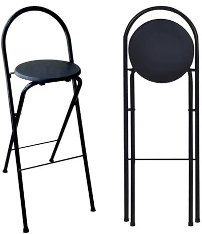 Sgabelli Cucina Pieghevoli Alto Portatile 60cm 65cm 70cm 75cm Sgabello da Bar Nessun Montaggio Richiesto Salvaspazio Sgabello da Colazione Pranzo Sgabello Pieghevole Campeggio con Poggiapiedi(Black,65