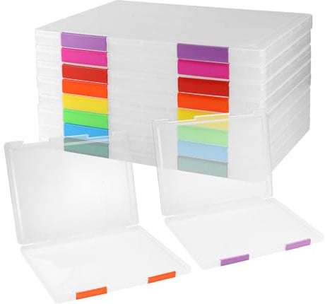 Yocdunm 8 Pcs A4 File Box Clear Plastic File Storage Box Paper Plastic Organizer Board Game Storagea A4 Storage box Scrapbook Paper Storage Boxes with Buckle Colorful for Letter