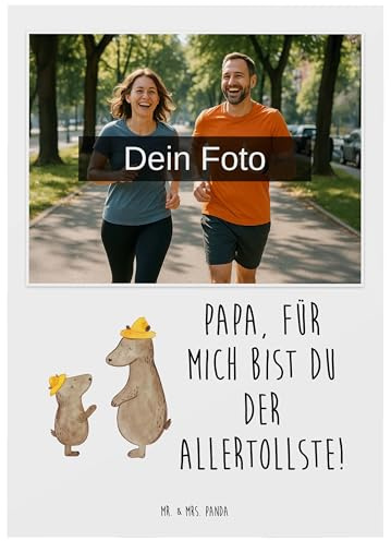 Mr. & Mrs. Panda Foto Postkarte Bären mit Hut - Geschenk, Familie, Bruder, Grußkarte, Vatertag, Family, Daddy, Fotokarte, Fotogrußkarte