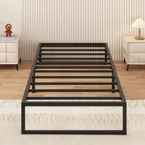 Yicensen Metallbett 80x190 cm mit Lattenrost Metall 36cm Höhe Bettrahmen Einzelbett Stabiles Leichte Montage, Schwarz