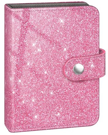 Fintie Mini Fotoalbum für 2x3 Zoll Filme - 52 Taschen kleine Alben für Fujifilm Instax Mini Sofortbildkamera/Polaroid Hi-Print Bilder, Kpop Fotokartenhalter Binder, Glitzerndes Rosa