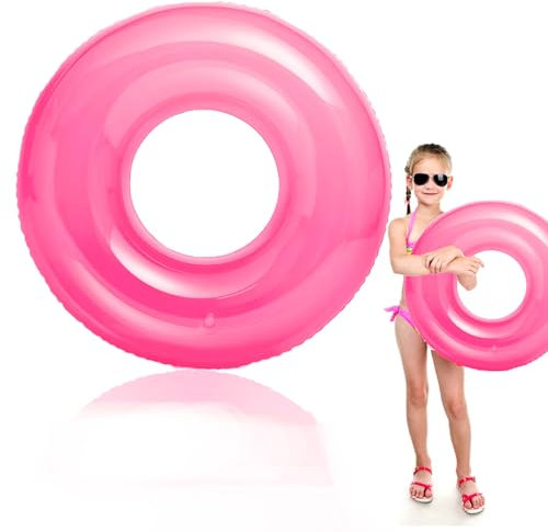 Flotadores Anillo Piscina para Niños, Rueda Hinchable con 91cm, Rose Fluorescente Anillo Inflable Piscina de PVC Anillos de Natación Piscina Flotante Playa Fiesta De Agua Verano para niños y niñas