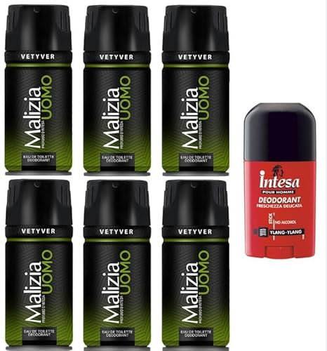 Vetyver Herren Deo Spray mit Duft von Vetiver 150 ml (6 Stück) by dambiro mit Zusatzartikel