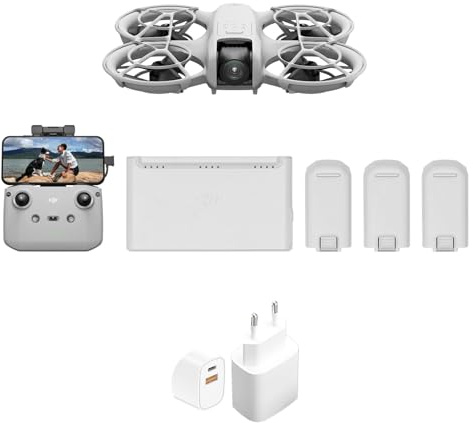 DJI Pack Neo Vuela Más, dron mini con cámara 4K UHD, 135 g dron que vuela siguiéndote,despega desde la mano,seguimiento de objetivos,QuickShots, vídeo estabilizado (Charger)