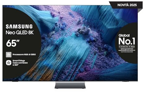 Samsung Smart TV 65'' QE65QN990FTXZT Neo QLED 8K Mini LED, NQ8 AI Gen3 Processor, 8K AI Upscaling Pro, Wireless One Connect, Dolby Atmos, Infinity Air, 2025