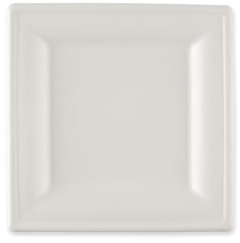 50 Stück NATUREStar Teller quadratisch, Zuckerrohr, weiß, 20cm x 20cm | Zuckerrohrteller, Einmalteller, Einwegteller