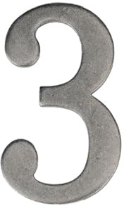 Silver Metal House Number with Adhesive Backing Suitable for Outdoor Hotel Home Mailbox Label(No.3)