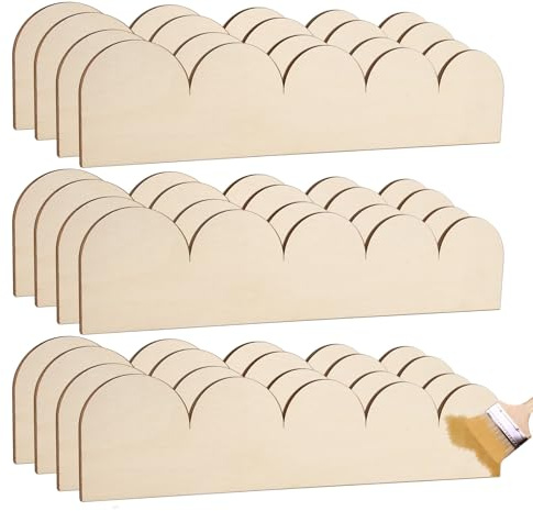 12 Stück Unlackierte Holzleisten mit Wellenkante, 40×4 cm Zierleiste | Selbst Einfärbbare Dekorative Holzleiste für DIY Zuhause,Puppenhaus,Wandschrank,Regal und Fenstertür