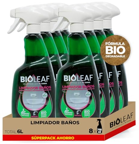 BIOLEAF – Desincrustante Baños Antical Pack 8×750 ml (6 L) | Limpieza Profesional Lavabos Ducha y Bañera | Brillo Inmediato | Biodegradable y Dermatológicamente Testado