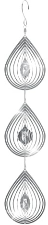OFFO 3D Windspiel Edelstahl Taubenabwehr, Eflektierende Vogelabwehr Tropfenform, Windspiele Metall für Draußen Hängend, Effektive Vogelabwehr für Balkon, Garten, Gegen Vögel und Tauben, 3 Stück
