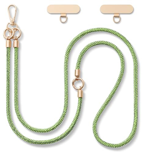 CHUQING Handykette Kurz Handgelenk Glitzer Handyanhänger | Glitzernde Handykette Kurz, vielseitig für Handy, Schlüssel. Inkl. handy patch, einfach montierbar