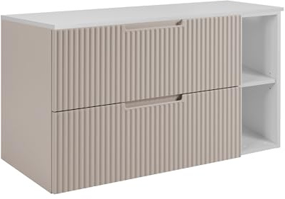 3E 3xE living.com Badezimmerschrank, Kaschmir/Weiß, 80 (60 + 20) x 58,6 x 46 cm