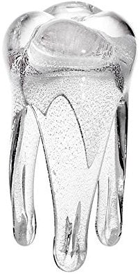 Deko Figur Zahn Glaszahn Statue für Vitrine Tooth H 16 cm Weiß Handgemachtes Glas